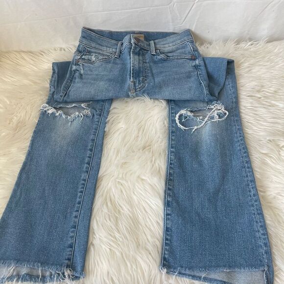 Mother The Insider Crop Step Fray Jeans Thrilling Shots Sz 24 - Picture 13 of 13